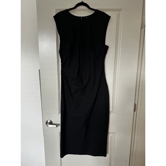 Anthropologie NWT Maeve Cap-Sleeve Slim Midi Dress in Black Size Large - Picture 2 of 6